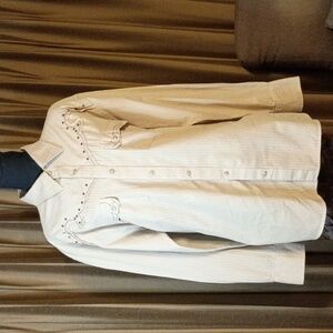 Men's Beige Western Embroidered Button-Up Shirt By Franky Max